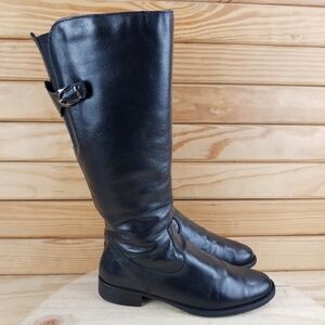 Vintage NARDUCCI Black BOHO Western Biker Leather Riding Boots Side Zip 37 EUR
